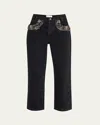 Frame The Beaded Hang Cropped Straight Leg Jeans In Portia