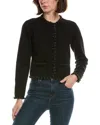 Frame Bead-embellished Wool-blend Jacket In Black
