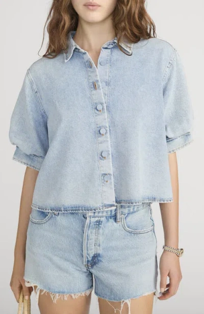 Frame The Billow Sleeve Denim Button-up Shirt In Blue