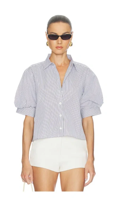 Frame The Billow Sleeve Shirt In Blue