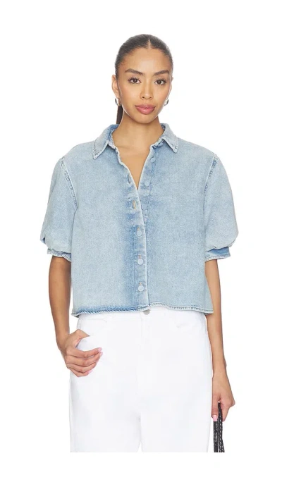 Frame The Billow Sleeve Shirt In Blue
