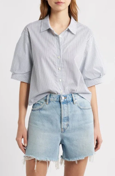 Frame The Billow Sleeve Shirt In Gray