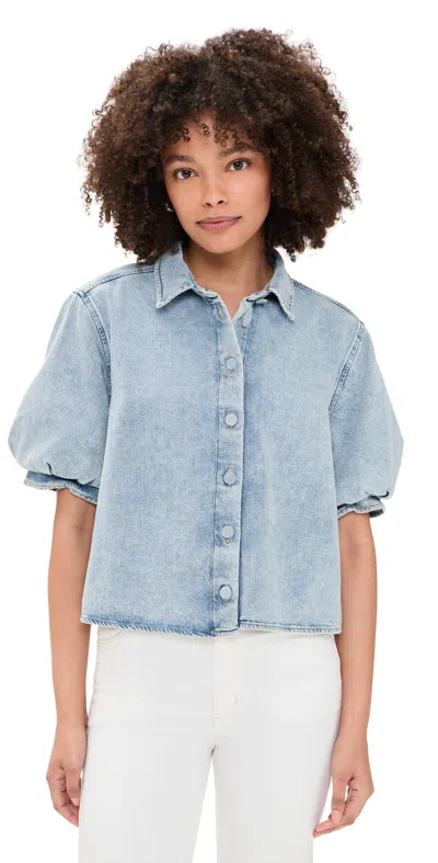 Frame The Billow Sleeve Shirt Puffin In Blue