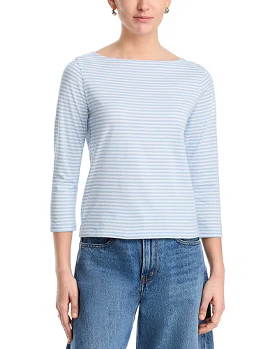Frame Stripe Boat Neck Top In Blue