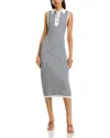 Frame The Bold Stripe Knit Polo Midi Dress