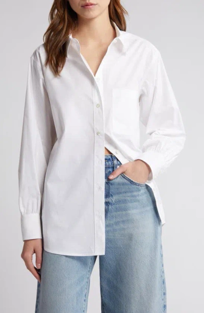 Frame The Borrowed Pocket Organic Cotton Button-up Shirt In White