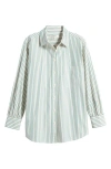 Frame Womens Green Gem Multi Stripe-print Oversized Cotton Shirt In Green Gem Multi