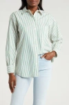 Frame Womens Green Gem Multi Stripe-print Oversized Cotton Shirt In Green Gem Multi