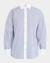 Frame The Borrowed Shirt In Dark Chambray Multi