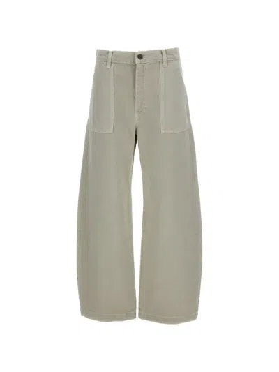 Frame The Bow Barrel-leg Jeans In Gray