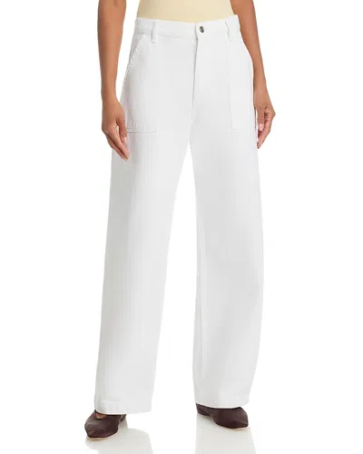 Frame The Modern Pocket Cropped High-rise Wide-leg Jeans In White