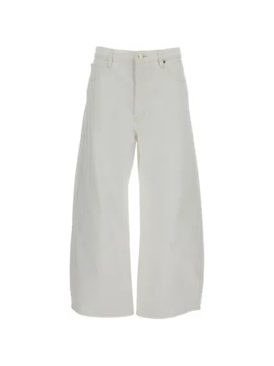 Frame The Bow Crop Wide-leg Jeans In White
