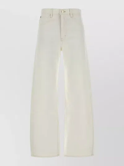 Frame White Stretch Denim Le Slim Palazzo Jeans In Neutral