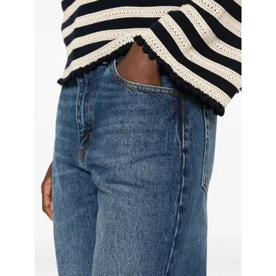 Frame The Bow Faded-effect Wide-leg Jeans In Blue
