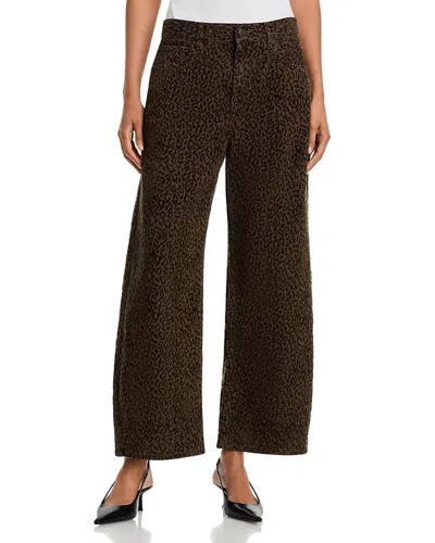 Frame The Bow High Rise Crop Flocked Jeans In Sandcat In Gray