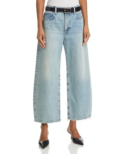 Frame The Bow High Rise Crop Jeans In Coastal In Blue