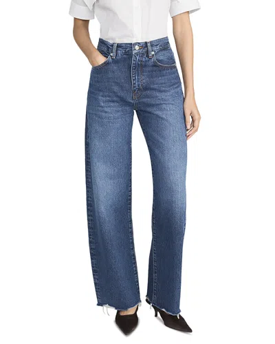 Frame The Bow High Rise Straight Jeans In Acumen New Fray In Blue