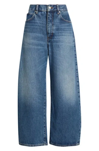 Frame The Bow High Waist Crop Wide Leg Jeans In Blue