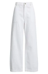 Frame The Bow High Waist Wide Leg Utility Jeans In White
