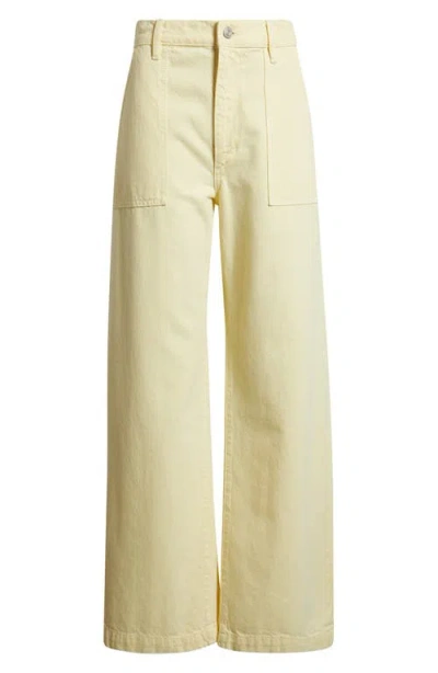 Frame The Anchor High Rise Wide Leg Ankle Jeans In Lemon In Green