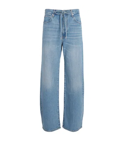 Frame The Bow High-rise Barrel-leg Jeans In Blue