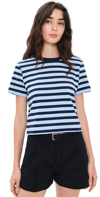 Frame The Boxy Tee Chambray Stripe In Blue