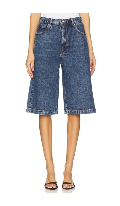 Frame Bermuda Shorts Regenerated Denim Belt Loops In Blue