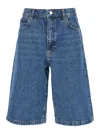 Frame 'the Boy Short'' Blue Shorts With Belt Loops In Denim Woman In Blue