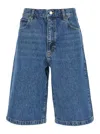 Frame 'the Boy Short'' Blue Shorts With Belt Loops In Denim Woman In Blue
