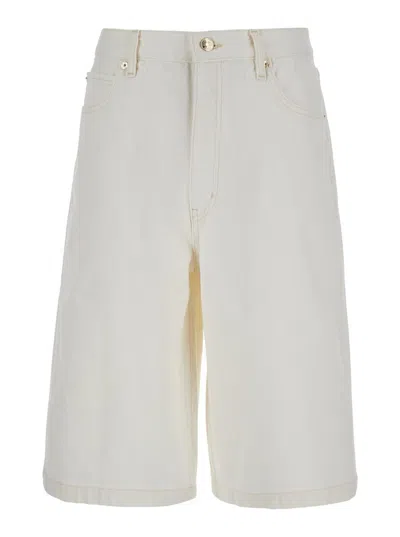 Frame 'the Boy Short' White Shorts With Belt Loops