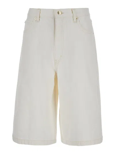 Frame 'the Boy Short' White Shorts With Belt Loops