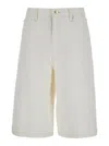 Frame Flared Denim Bermuda Shorts. In White