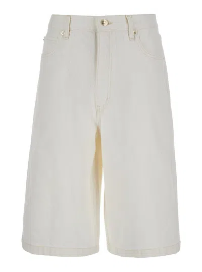 Frame 'the Boy Short' White Shorts With Belt Loops In Denim Woman