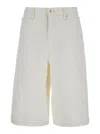 Frame Flared Denim Bermuda Shorts. In White