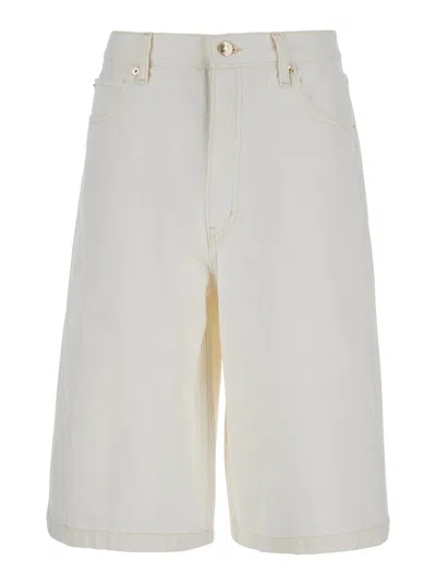 FRAME THE BOY SHORT WHITE SHORTS WITH BELT LOOPS IN DENIM WOMAN