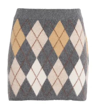 Frame The Brushed Argyle Skirt In Gray