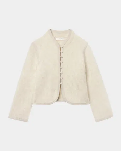 Frame The Brushed Cashmere Salon Cardigan In Cream