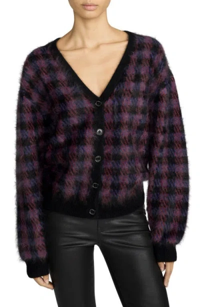 Frame The Brushed Houndstooth Cardigan In Chestnut Plaid