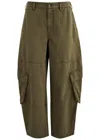 Frame Womens Bluffs The Bubble Cargo Multi-pockets Wide-leg Mid-rise Cotton Trousers In Green
