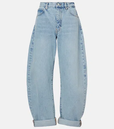 Frame The Bubble Barrel-leg Jeans In Blue