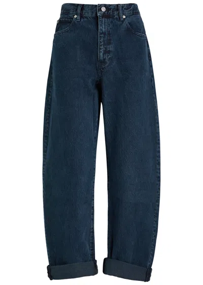 Frame The Bubble Barrel-leg Jeans In Dark Blue