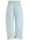 Frame The Bubble Barrel-leg Jeans In Light Blue