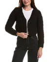 Frame Cropped Open-knit Cotton-blend Cardigan In Black