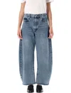 Frame Bubble Crop High Waist Wide-leg Jeans In Blue