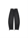 Frame The Bubble Cropped Frayed High-rise Barrel-leg Jeans