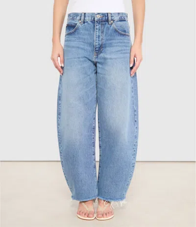 Frame The Bubble Crop Jean In Rapture Raw Fray In Blue