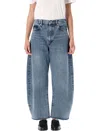 Frame Bubble Crop High Waist Wide-leg Jeans