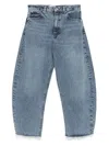 Frame Womens Knock Out Raw Fray Bubble Crop Curved-leg Denim Jeans In Blue