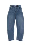 Frame Womens Knock Out Raw Fray Bubble Crop Curved-leg Denim Jeans In Blue