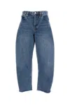 Frame The Bubble Crop Frayed High-rise Barrel-leg Jeans In Blue